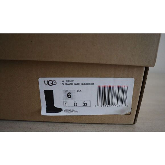 UGG 1146010 Women's Sz 6 Black Classic Cardi Cable-Knit Pull On Boots - Picture 15 of 16